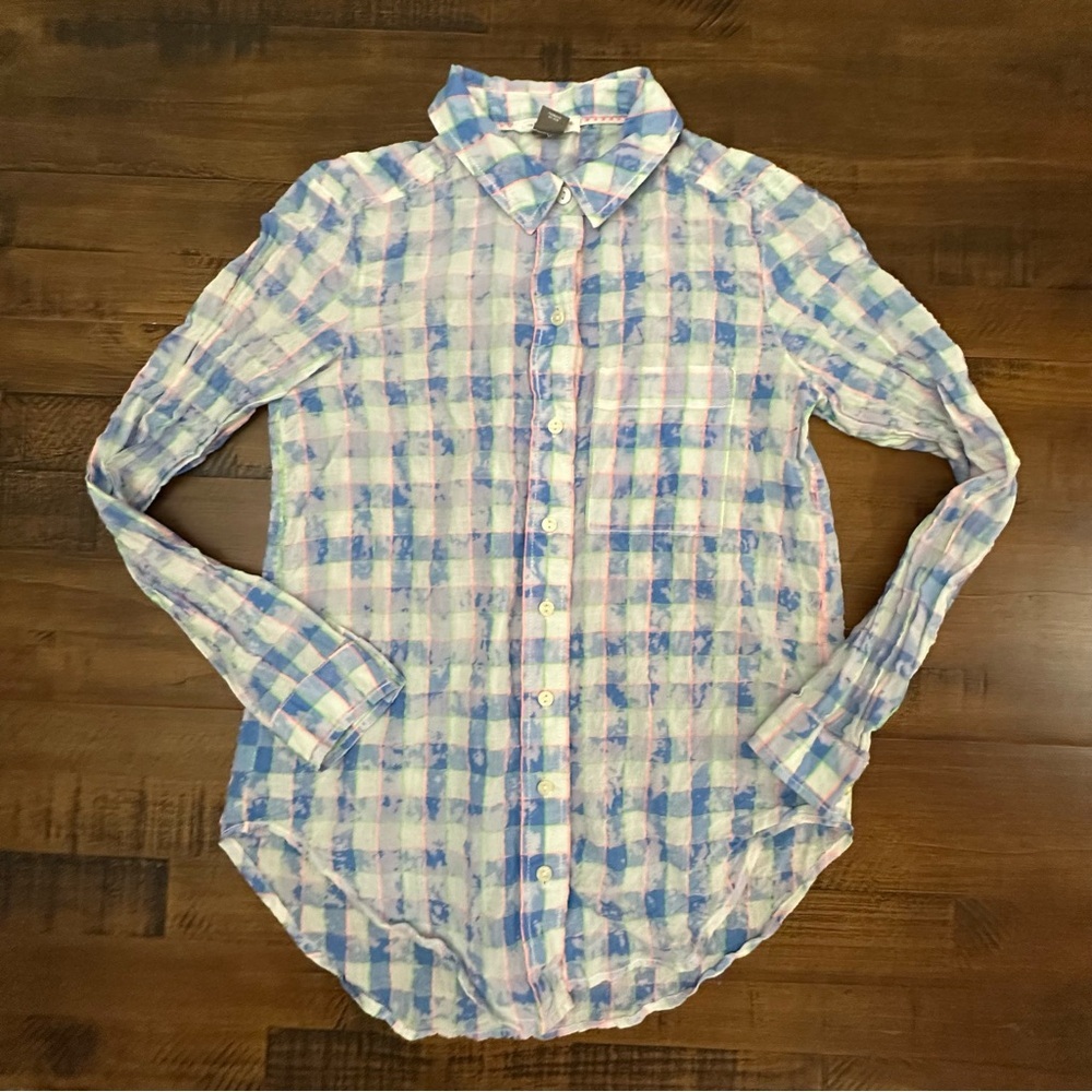 Pilcro‎ Anthropologie Blue Tie Dye Buttondown Shirt X-Small XS